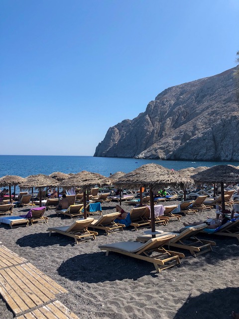 Santorini black sand beach