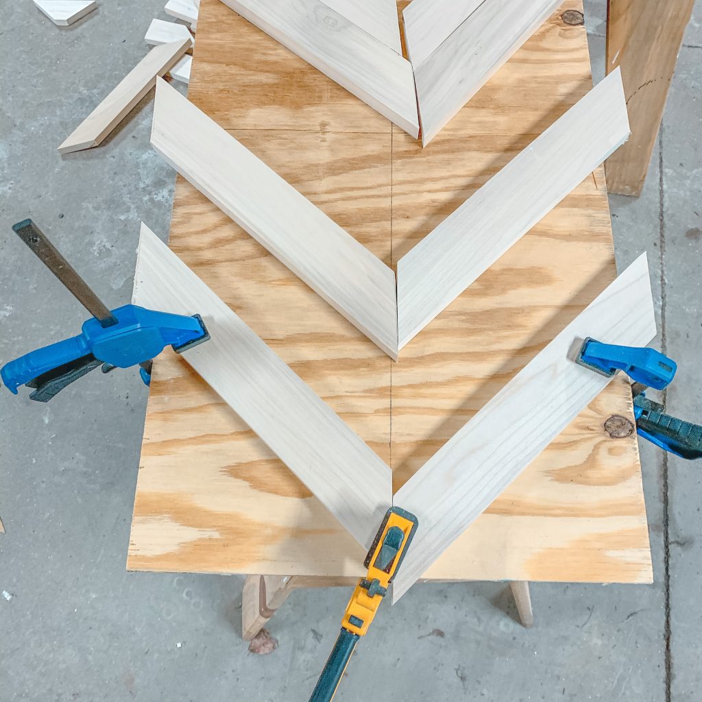 placing boards for herringbone coffee table