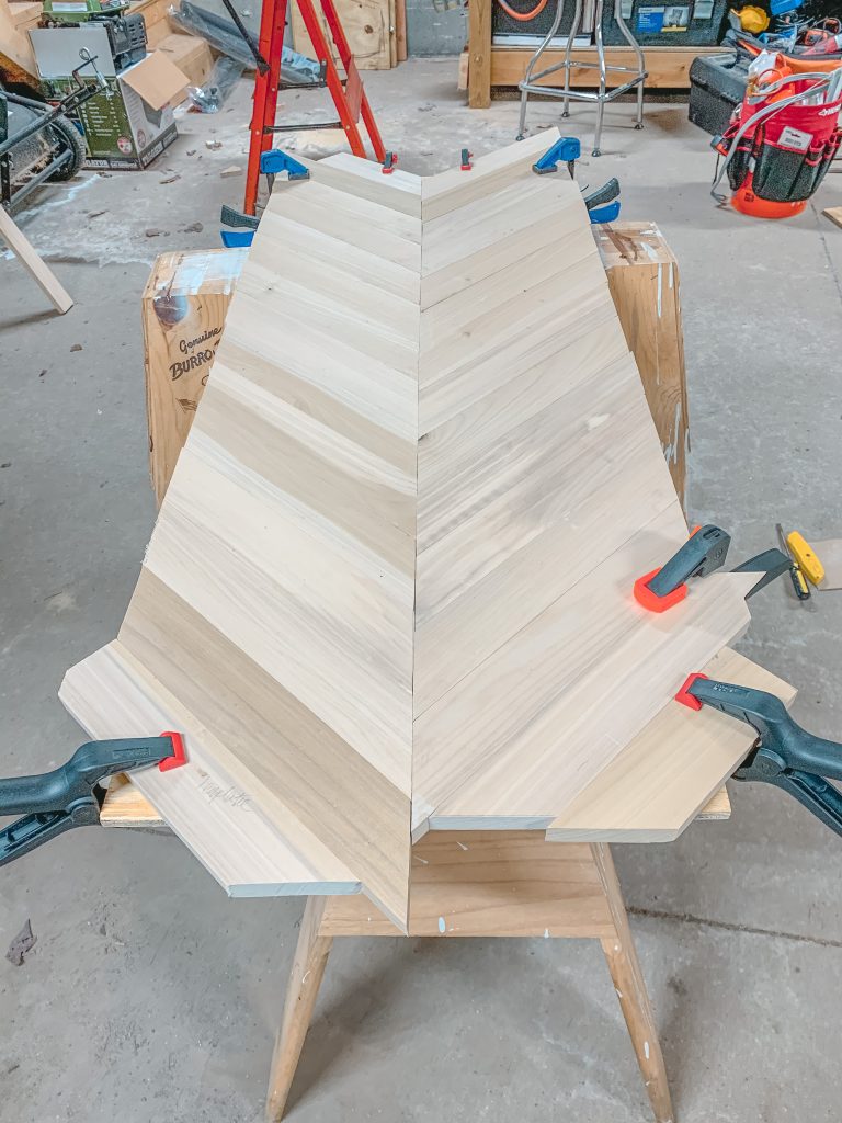 herringbone coffee table glueing the boards