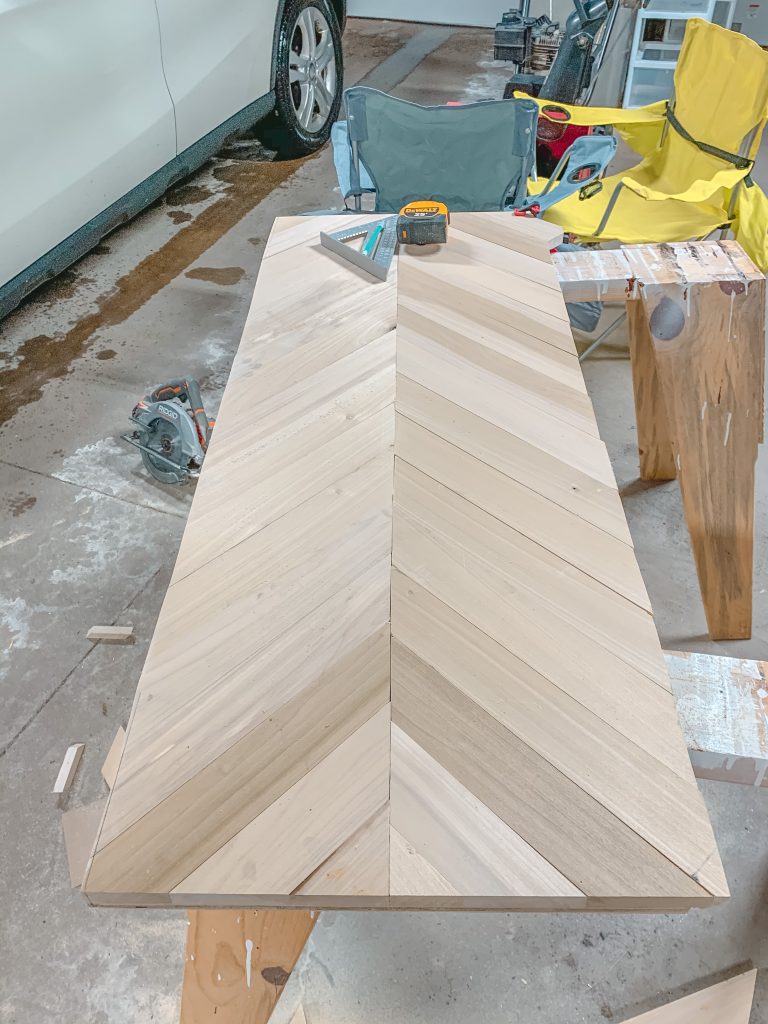 herringbone coffee table trimmed edges