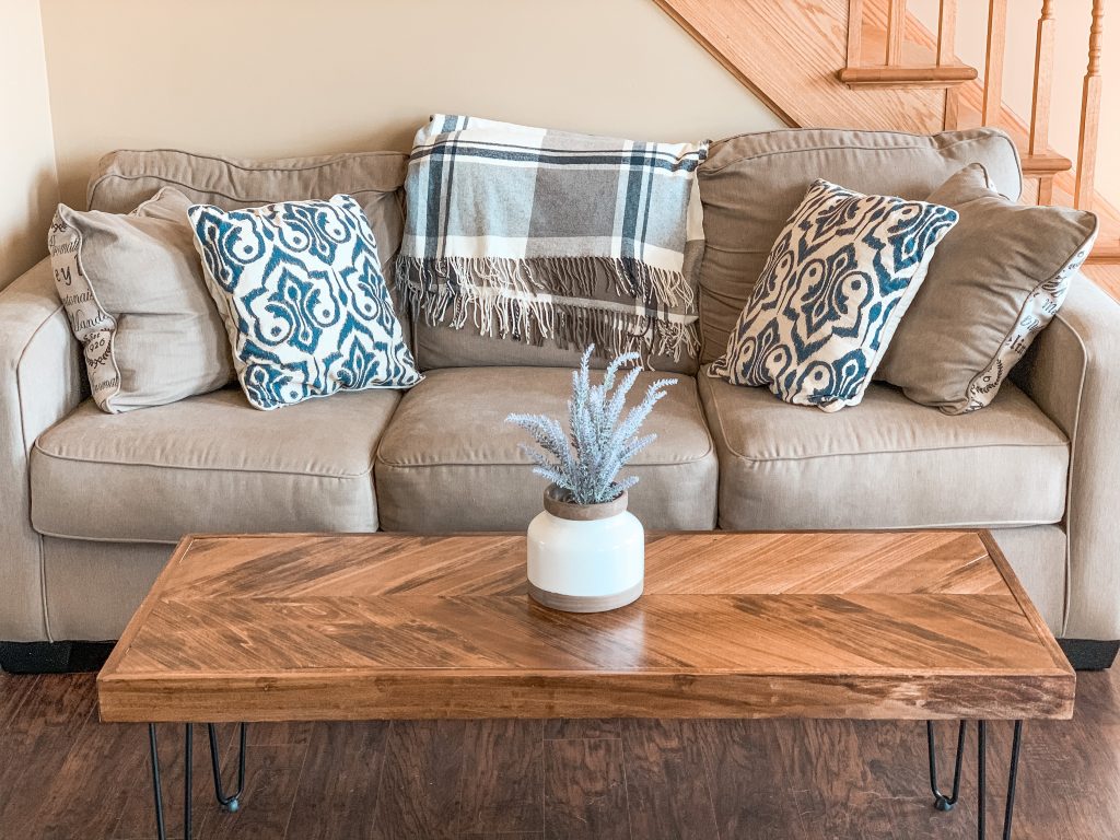 Herringbone coffee table finished