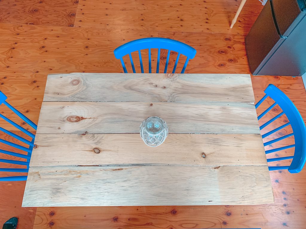 upcycled kitchen table top after