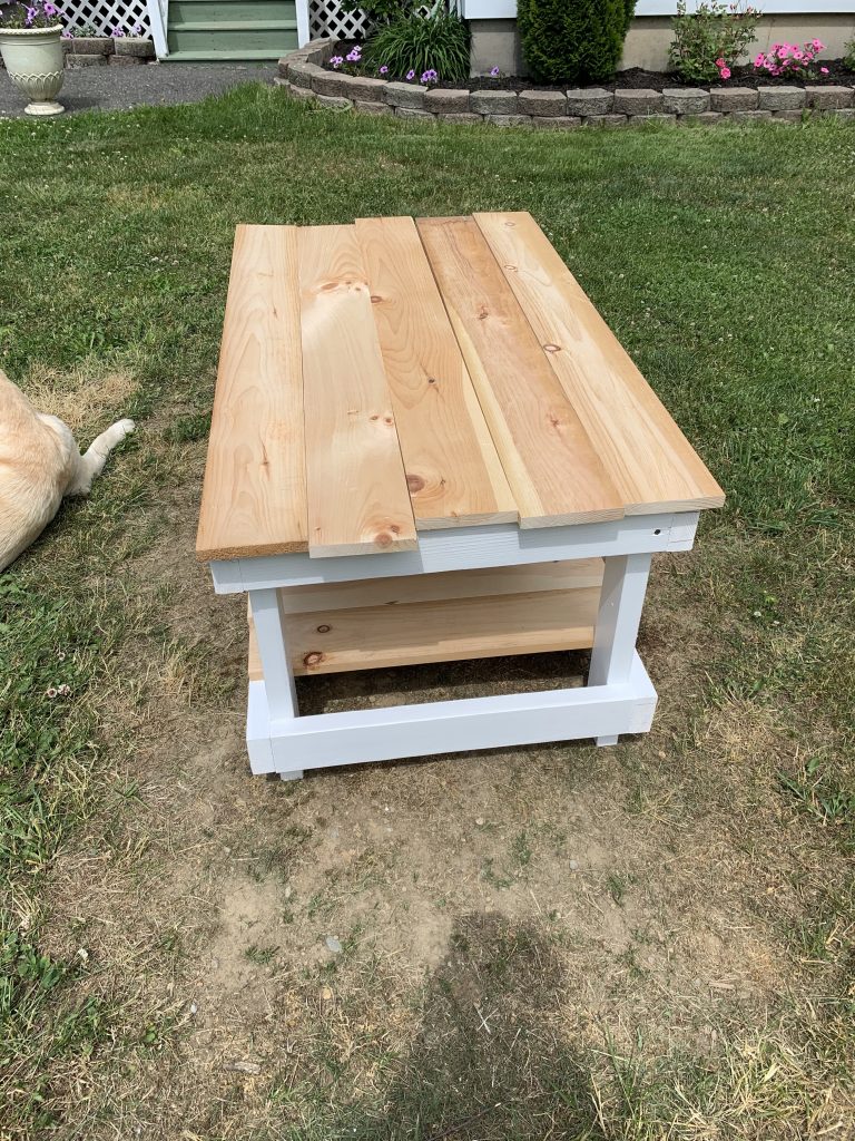 building the farmhouse coffee table top