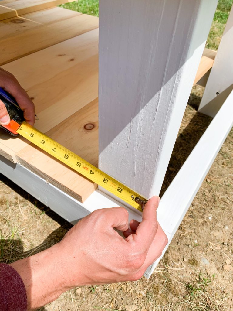 taking measurements for the coffee table