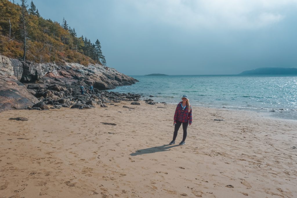 Walking on Sand Beach in Acadia National Park