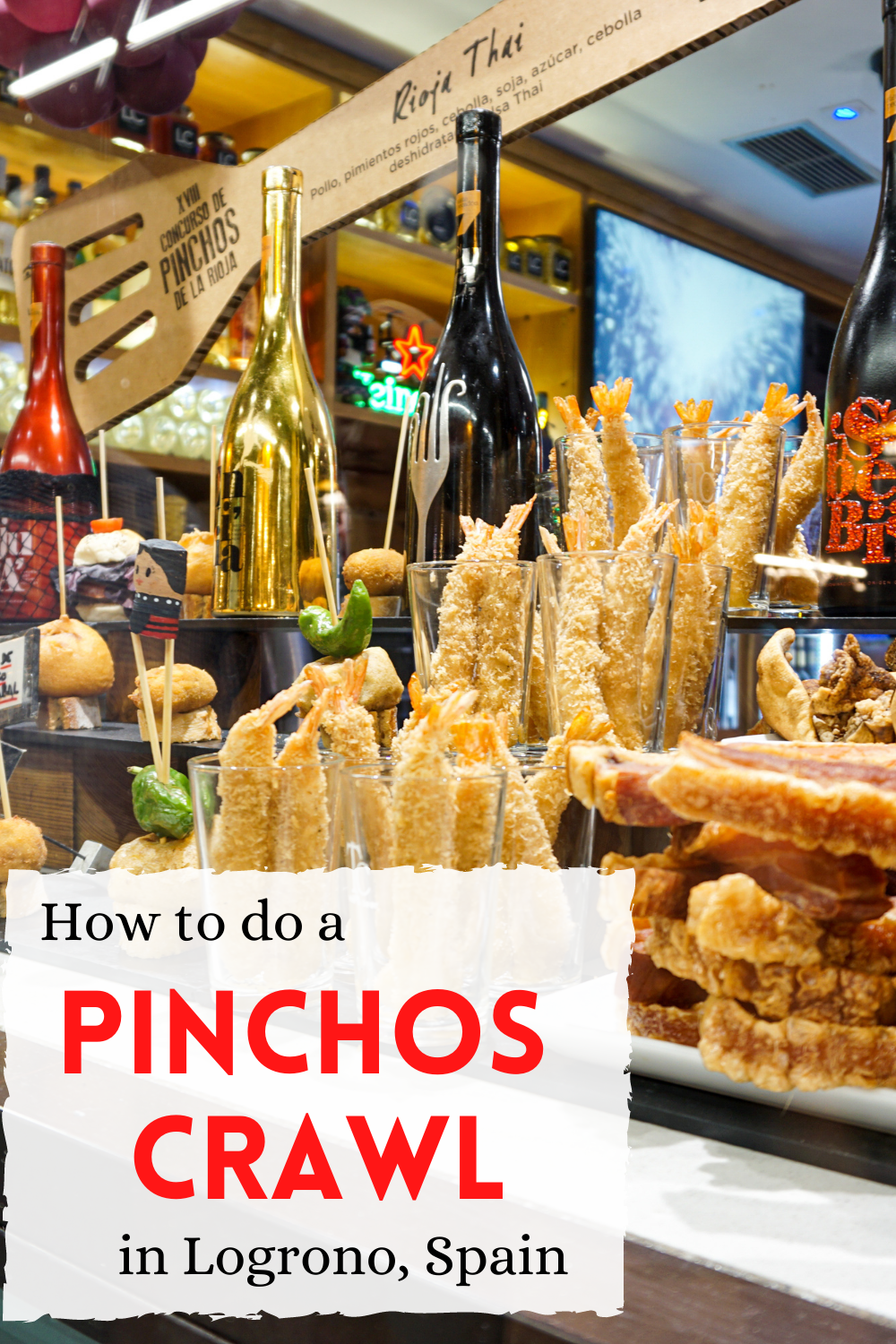 Something that you may not know about, is something called a pinchos crawl. The pinchos crawl, is a whole eating and drinking experience along a street in Logrono, Spain. Each restaurant along the street serves a small dish called a pincho for a few euros as well as wine and beer. Pinchos are bite sized appetizers and usually served with a toothpick or on a piece of bread. Pinchos are similar to tapas but called something different depending on what part of the country you are in. Each restaurant offers a variety of options.