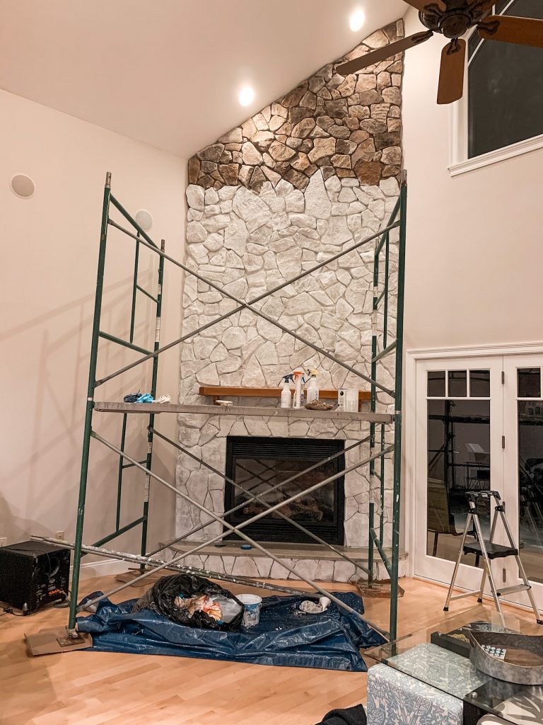 DIY whitewashed fireplace tutorial